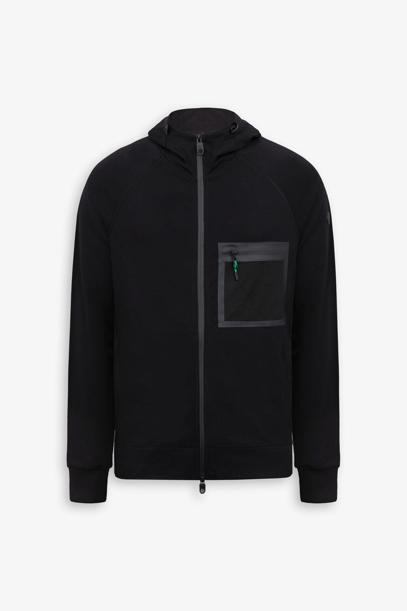 Felpa tecnica full zip con cappuccio DNJ nero-Dan John