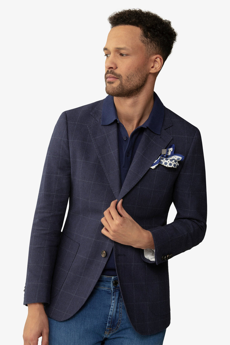 Giacca a quadri blu slim-Dan John