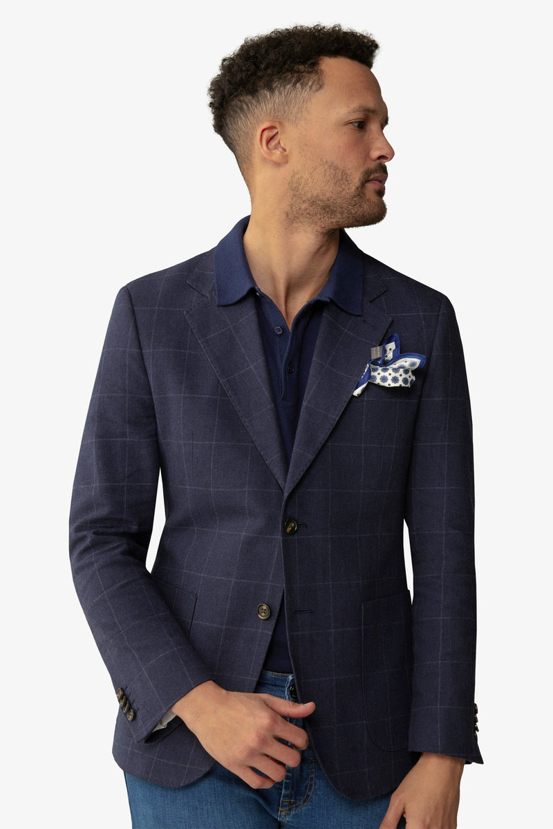 Giacca a quadri blu slim-Dan John