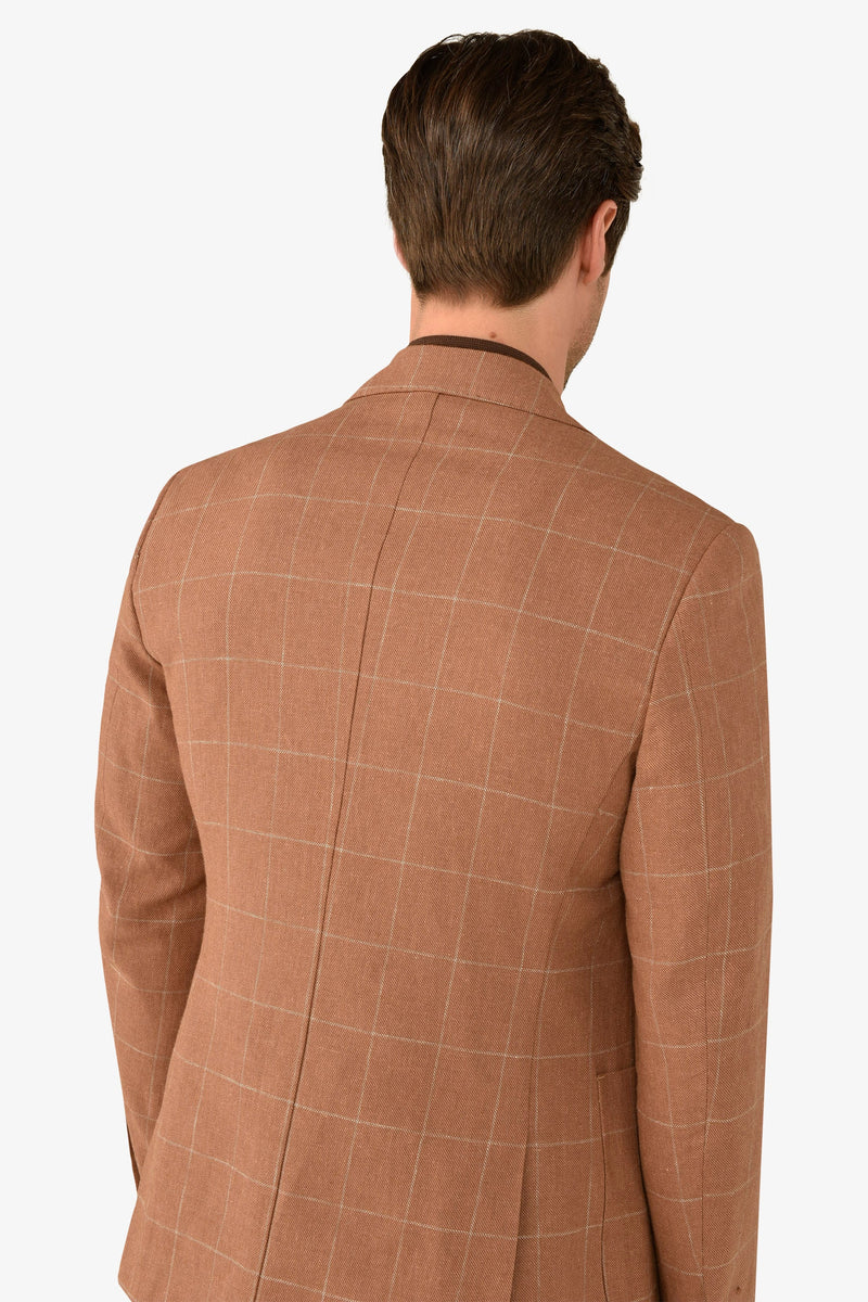 Giacca a quadri caramello slim-Dan John