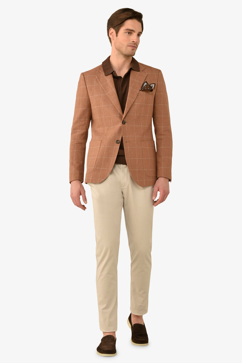 Giacca a quadri caramello slim-Dan John