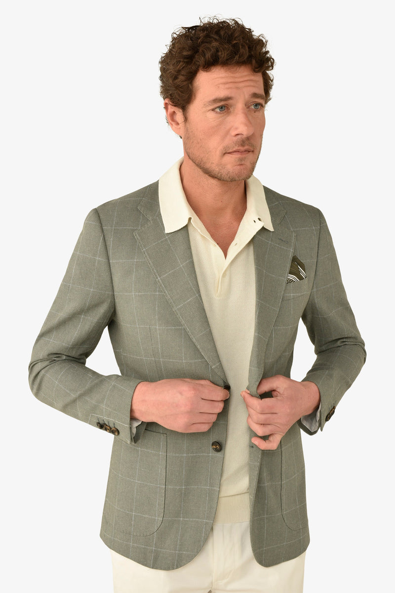 Giacca a quadri verde slim-Dan John