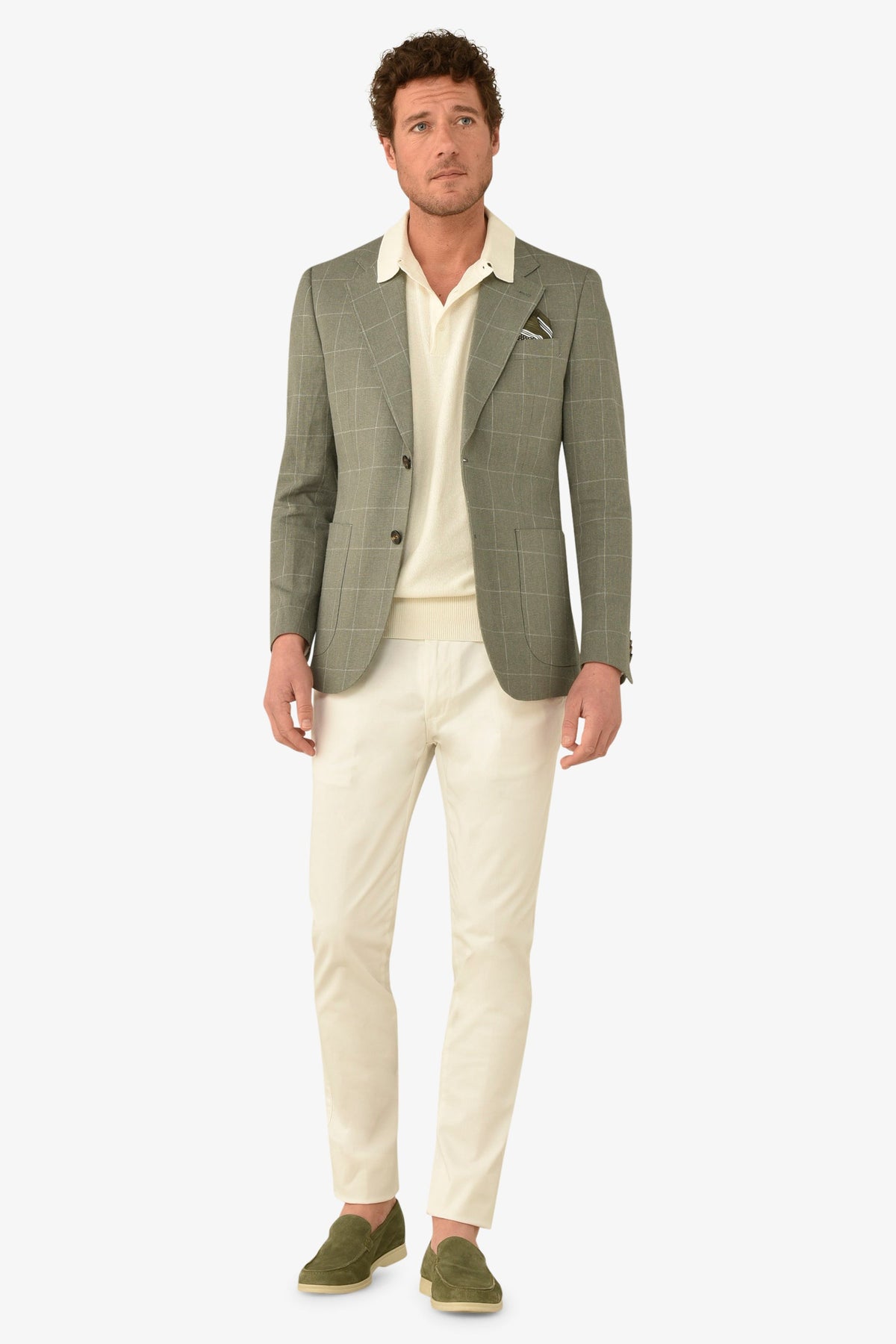 Giacca a quadri verde slim-Dan John