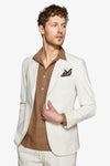 Giacca da abito a righe misto lino ecru slim-Dan John