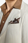 Giacca da abito a righe misto lino ecru slim-Dan John