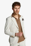 Giacca da abito a righe misto lino ecru slim-Dan John