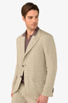 Giacca da abito destrutturata principe di galles sabbia slim-Dan John