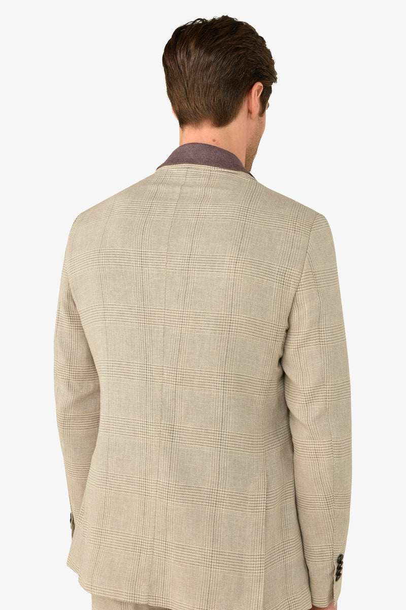 Giacca da abito destrutturata principe di galles sabbia slim-Dan John