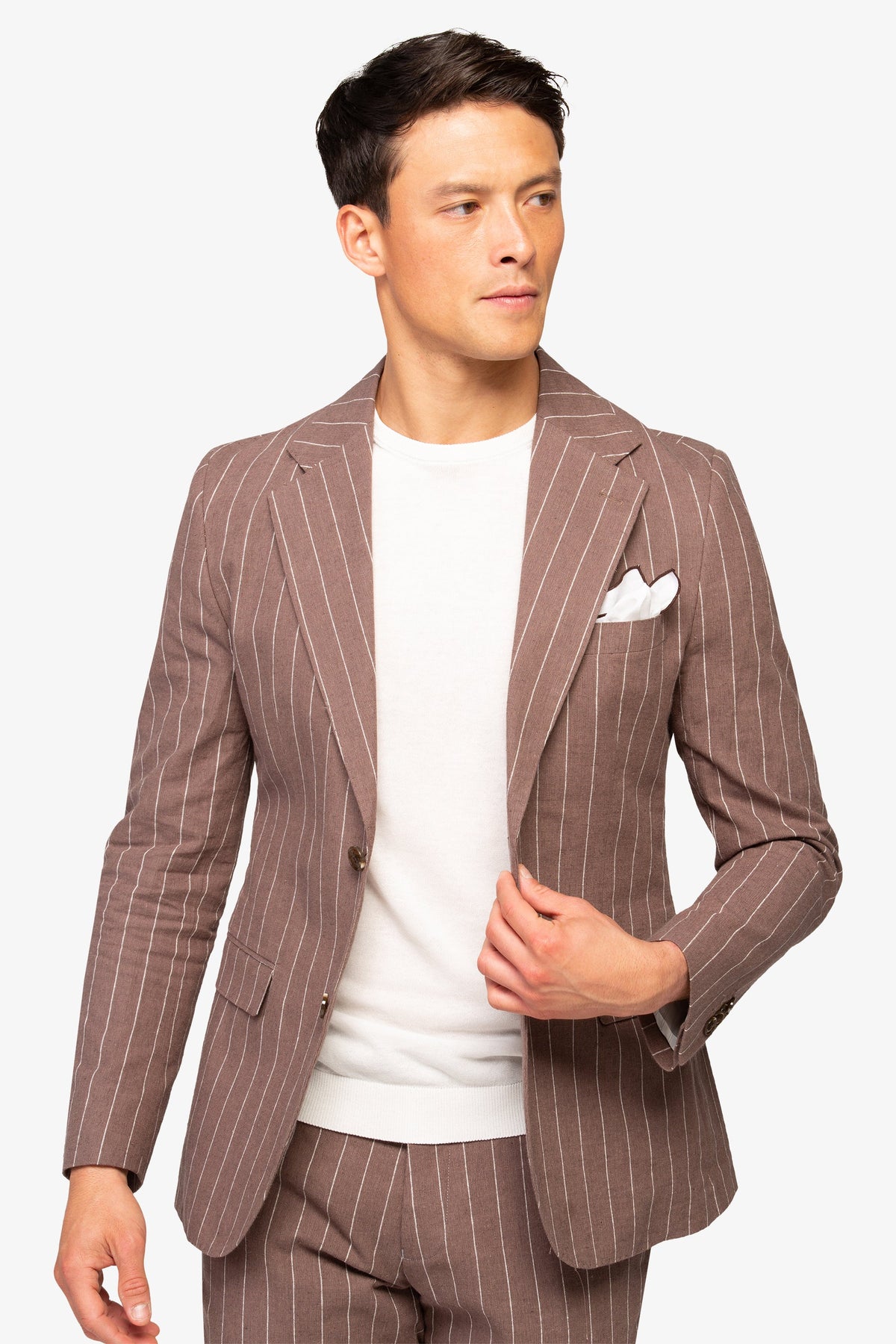 Giacca da abito gessata marrone slim-Dan John