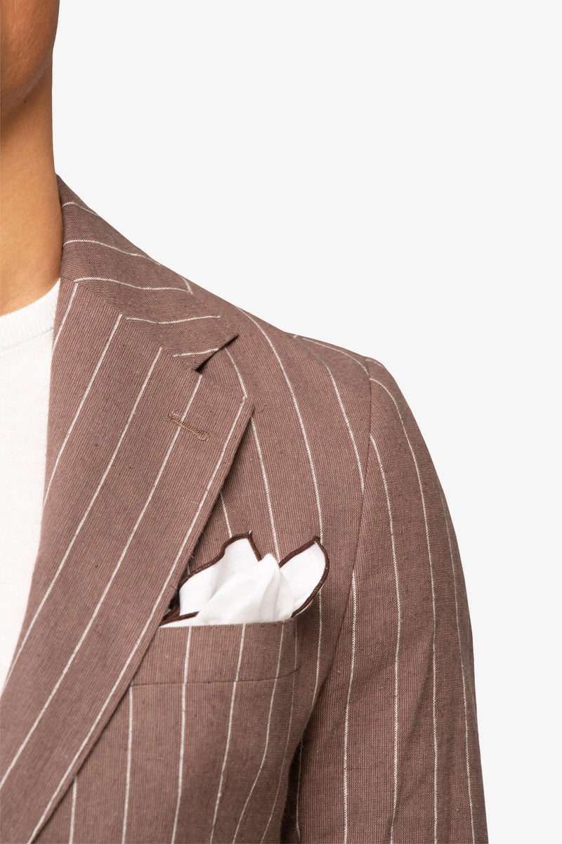 Giacca da abito gessata marrone slim-Dan John