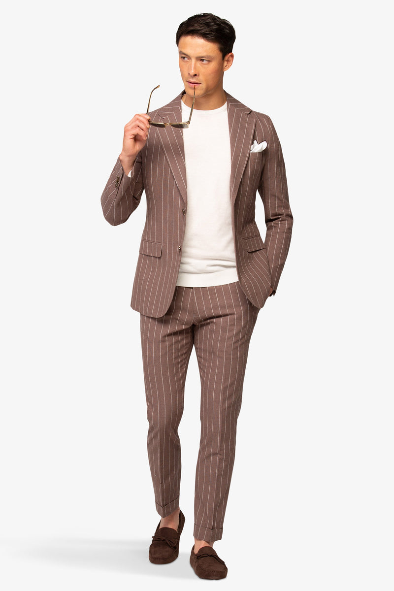 Giacca da abito gessata marrone slim-Dan John