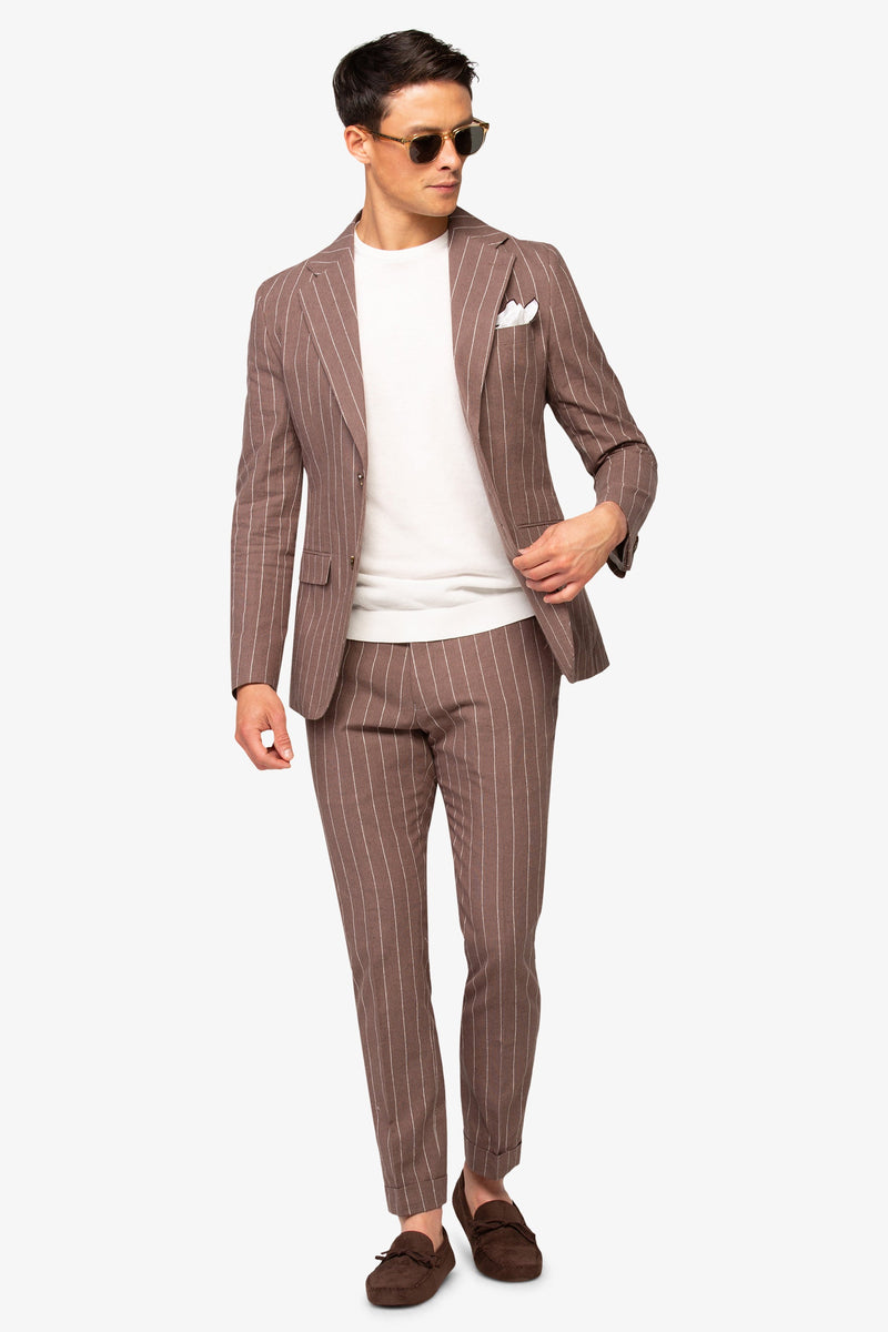 Giacca da abito gessata marrone slim-Dan John