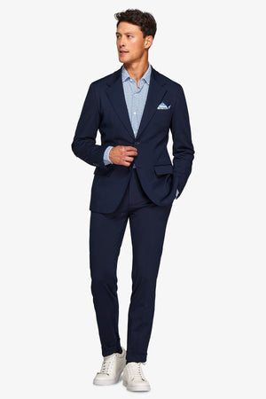 Giacca da abito in jersey stretch relax tech blu slim-Dan John