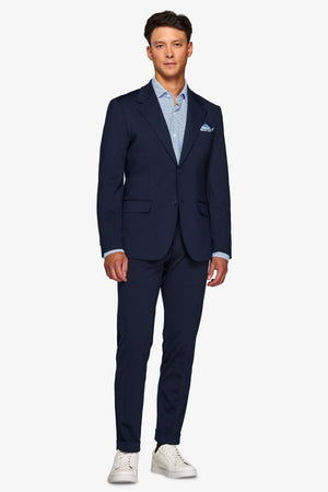 Giacca da abito in jersey stretch relax tech blu slim-Dan John