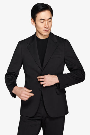 Black relax tech stretch jersey slim suit blazer