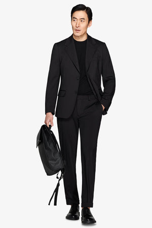 Black relax tech stretch jersey slim suit blazer