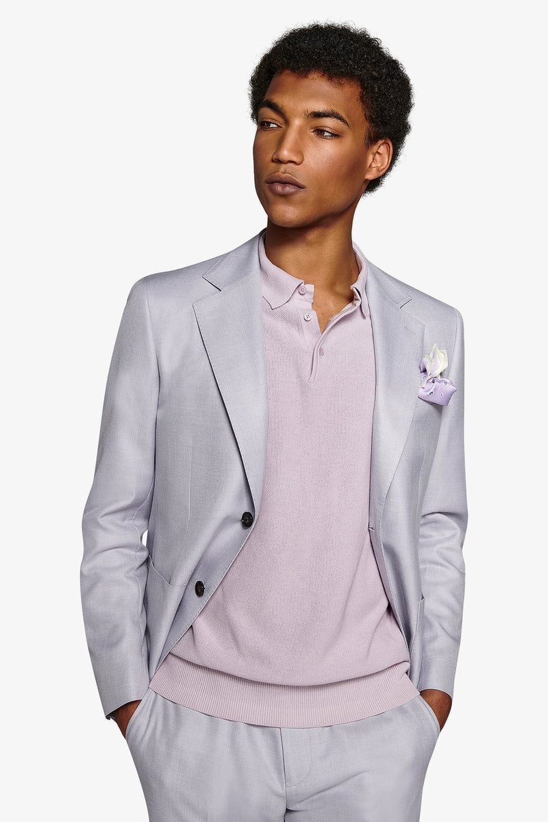 Giacca da abito misto lino fiammata lavanda slim-Dan John