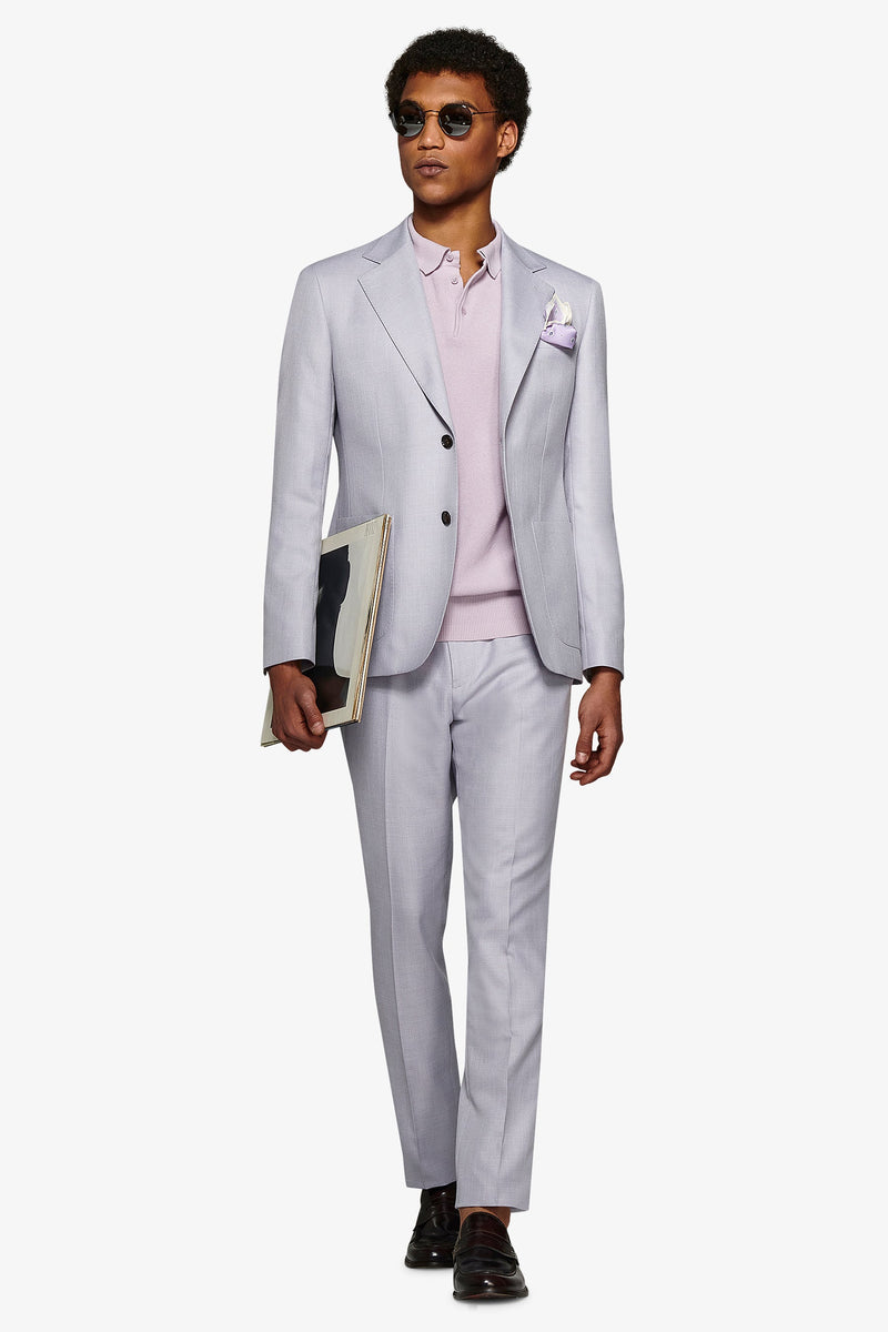 Giacca da abito misto lino fiammata lavanda slim-Dan John