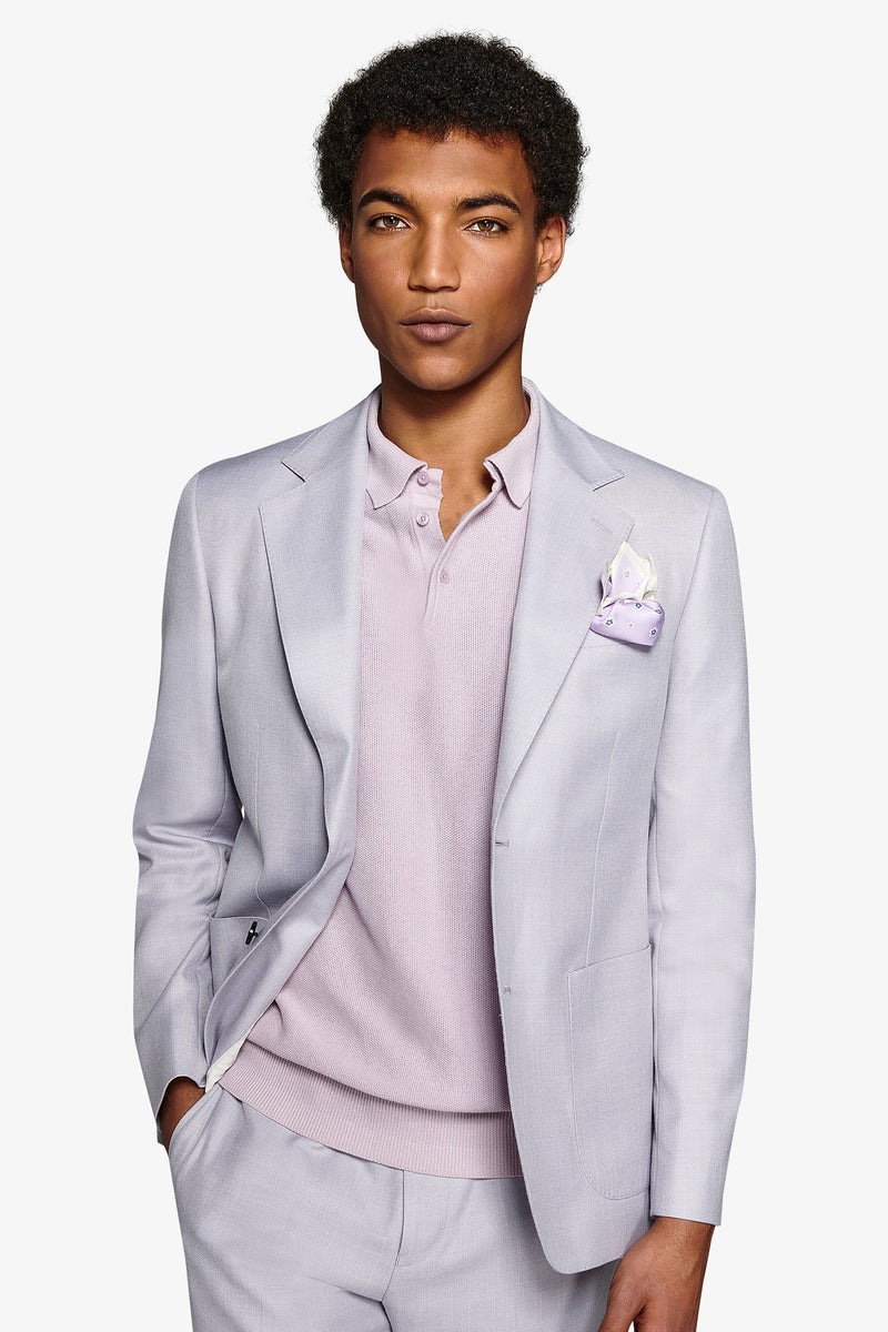 Giacca da abito misto lino fiammata lavanda slim-Dan John