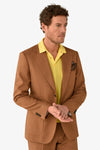 Giacca da abito misto lino fiammata tabacco slim-Dan John