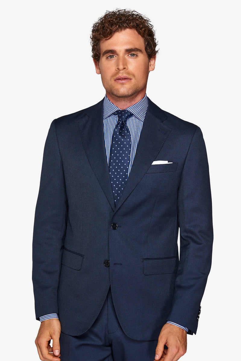 Giacca da abito occhio di pernice blu-Dan John