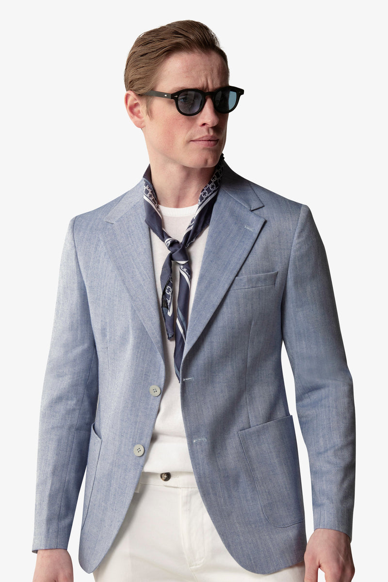 Giacca fantasia herringbone cielo-Dan John