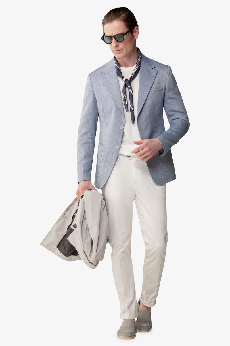 Giacca fantasia herringbone cielo-Dan John