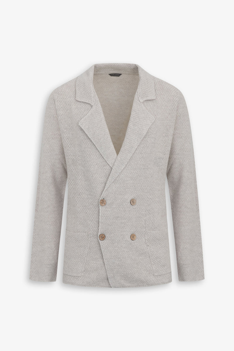 Giacca in maglia doppiopetto ecru-Dan John