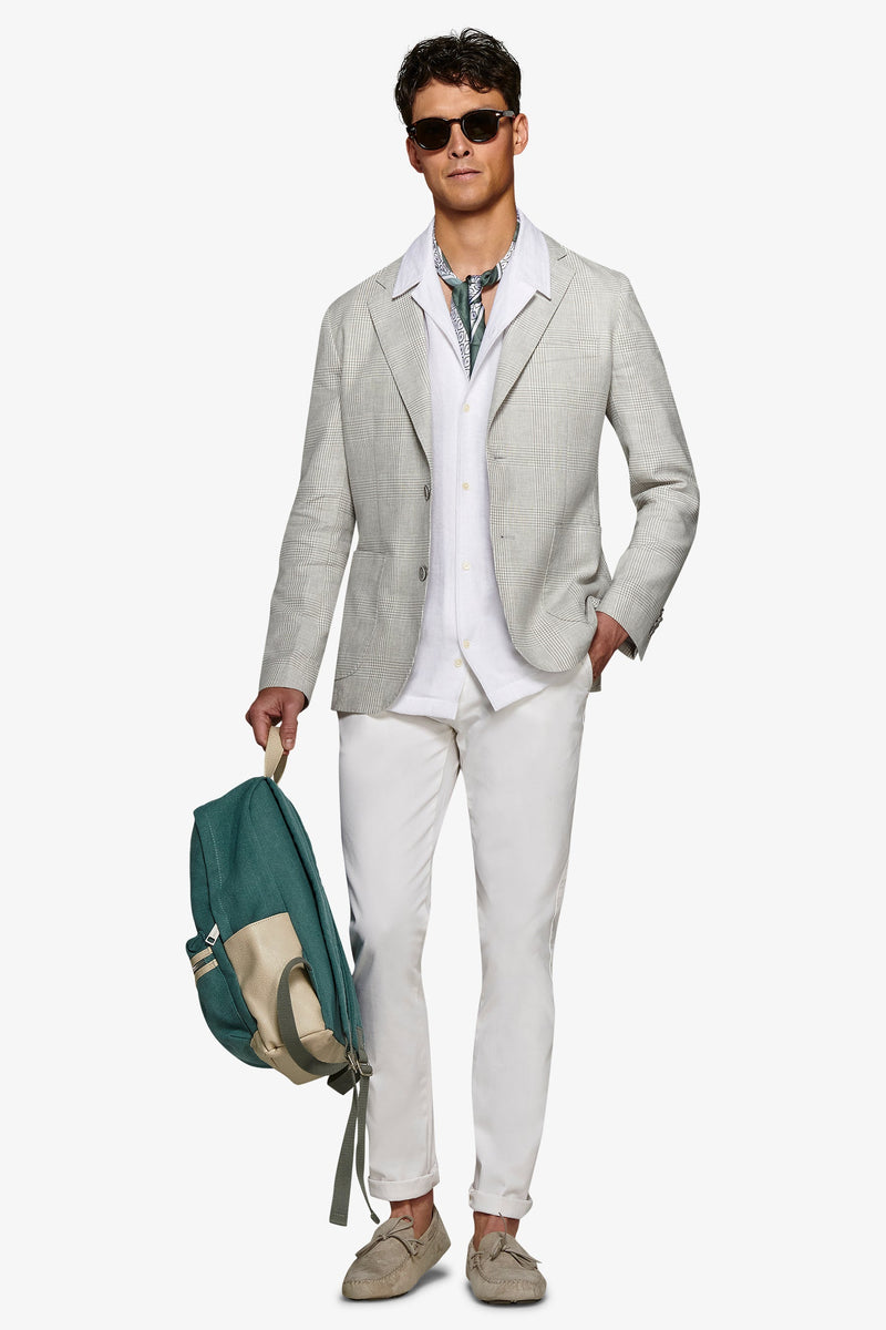 Giacca principe di galles melange polvere slim-Dan John