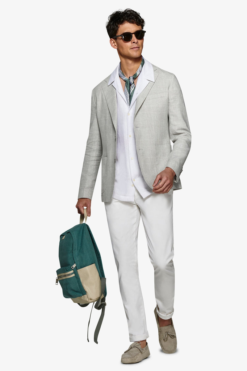 Giacca principe di galles melange polvere slim-Dan John