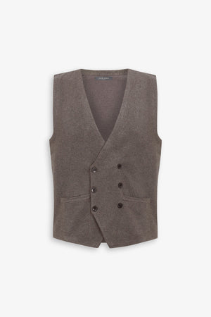 Gilet doppiopetto in maglia tortora-Dan John