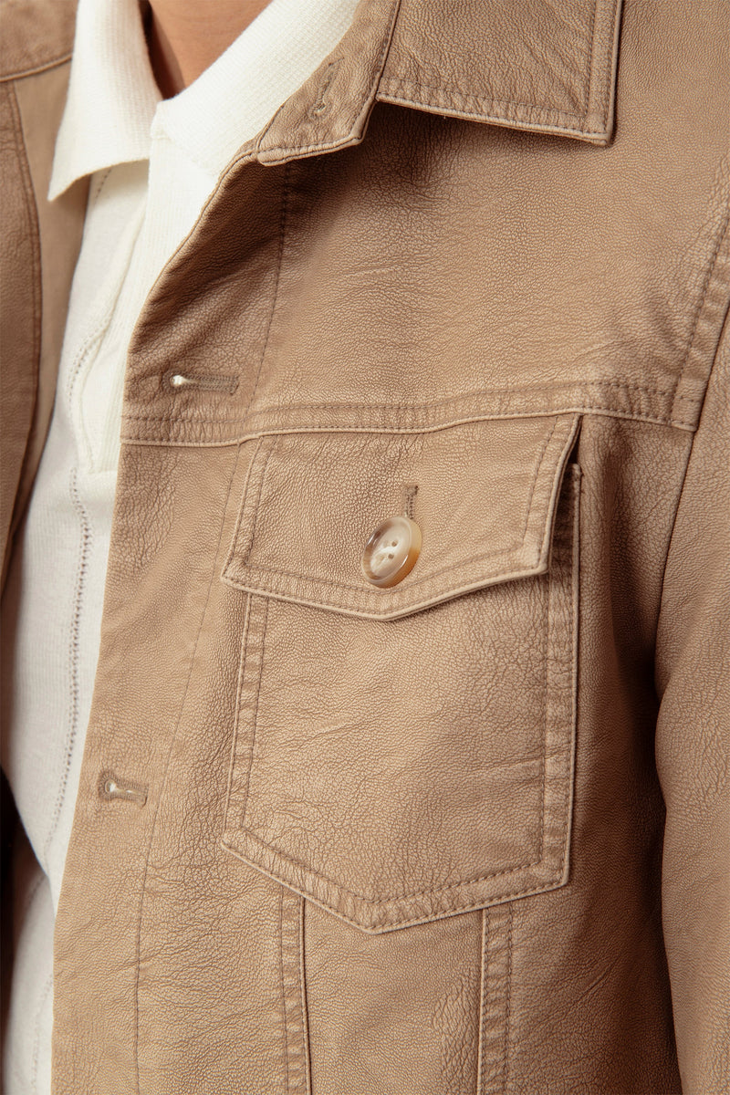 Giubbotto corto collo camicia sabbia-Dan John