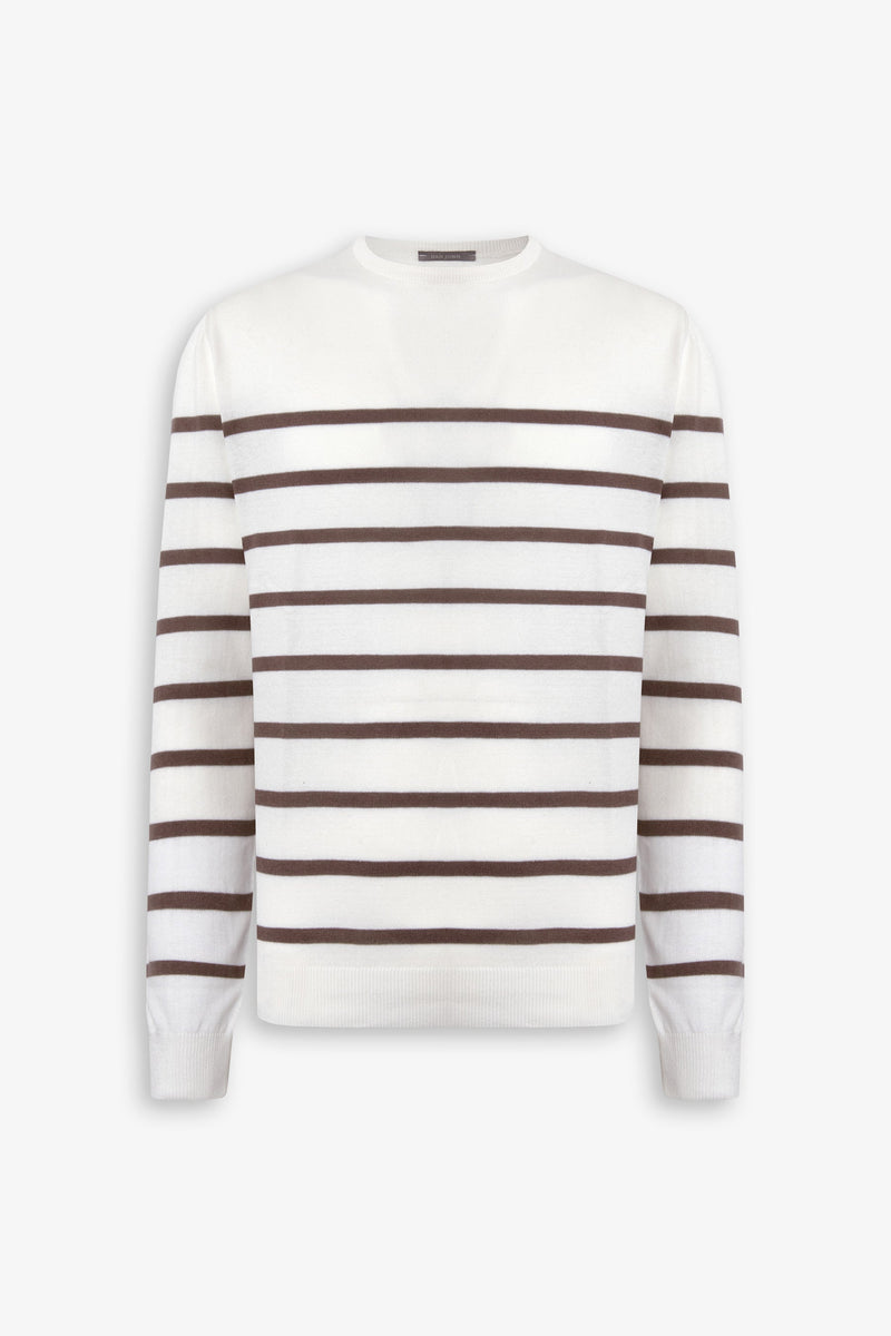 Maglia girocollo a righe biscotto-Dan John