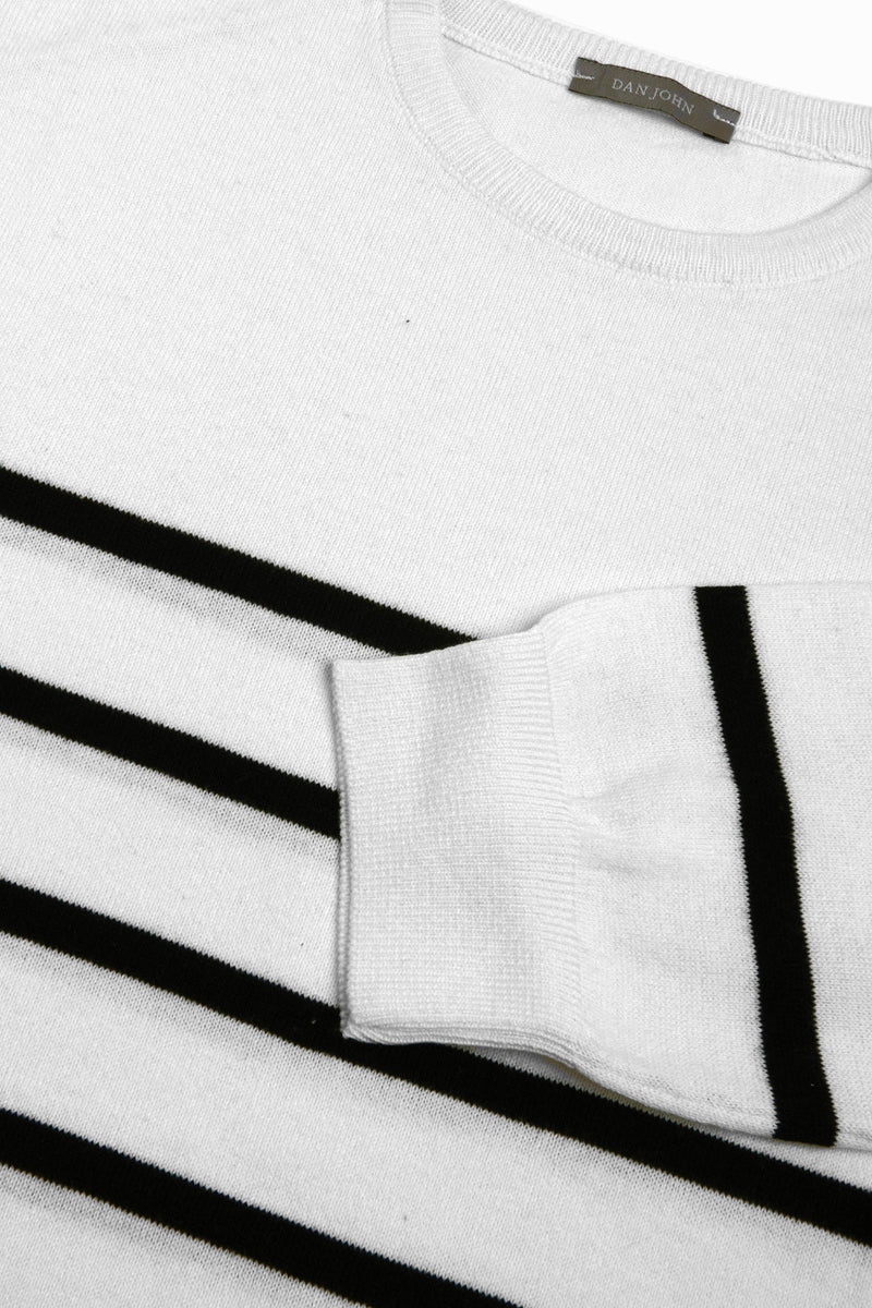 Maglia girocollo a righe blu-Dan John