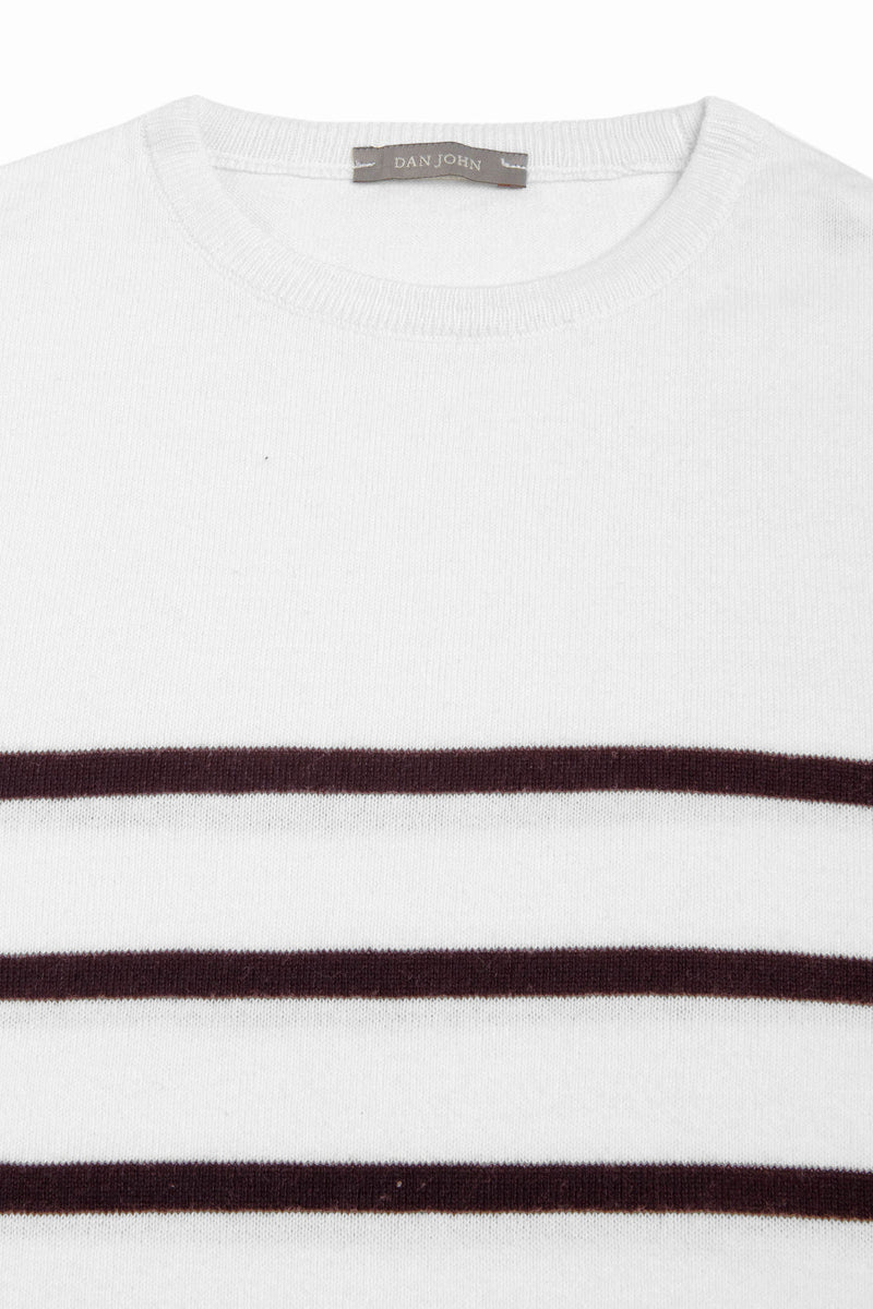 Maglia girocollo a righe melanzana-Dan John