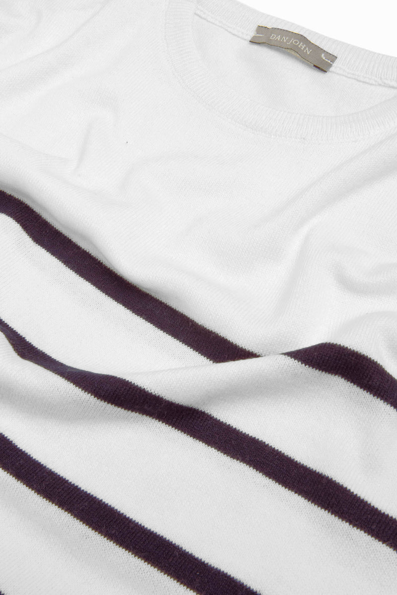 Maglia girocollo a righe melanzana-Dan John