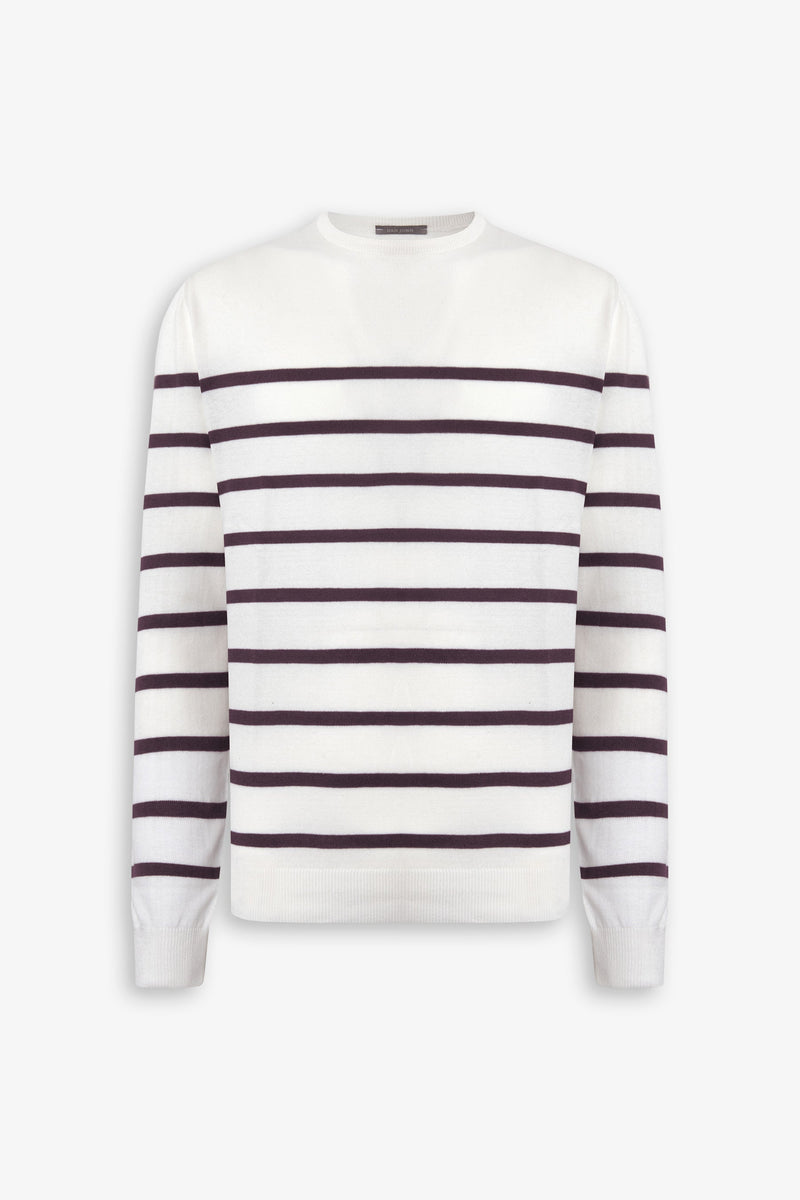 Maglia girocollo a righe melanzana-Dan John