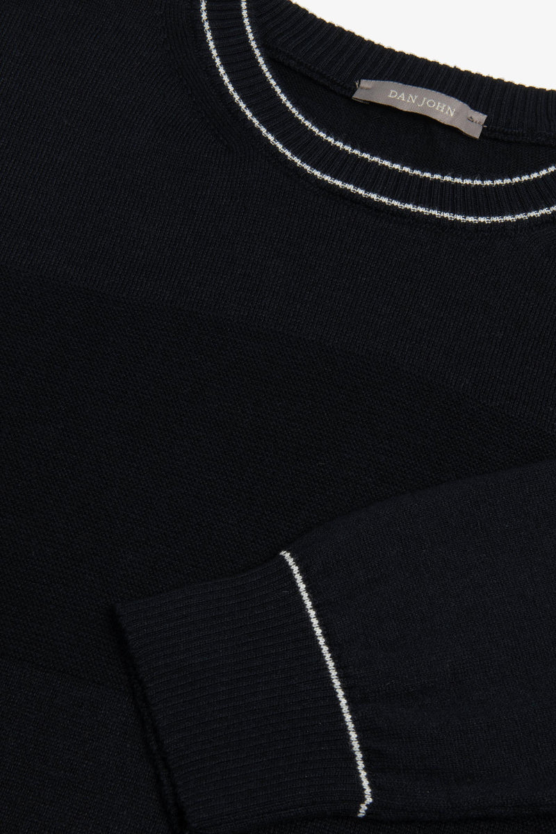 Maglia girocollo color block blu-Dan John