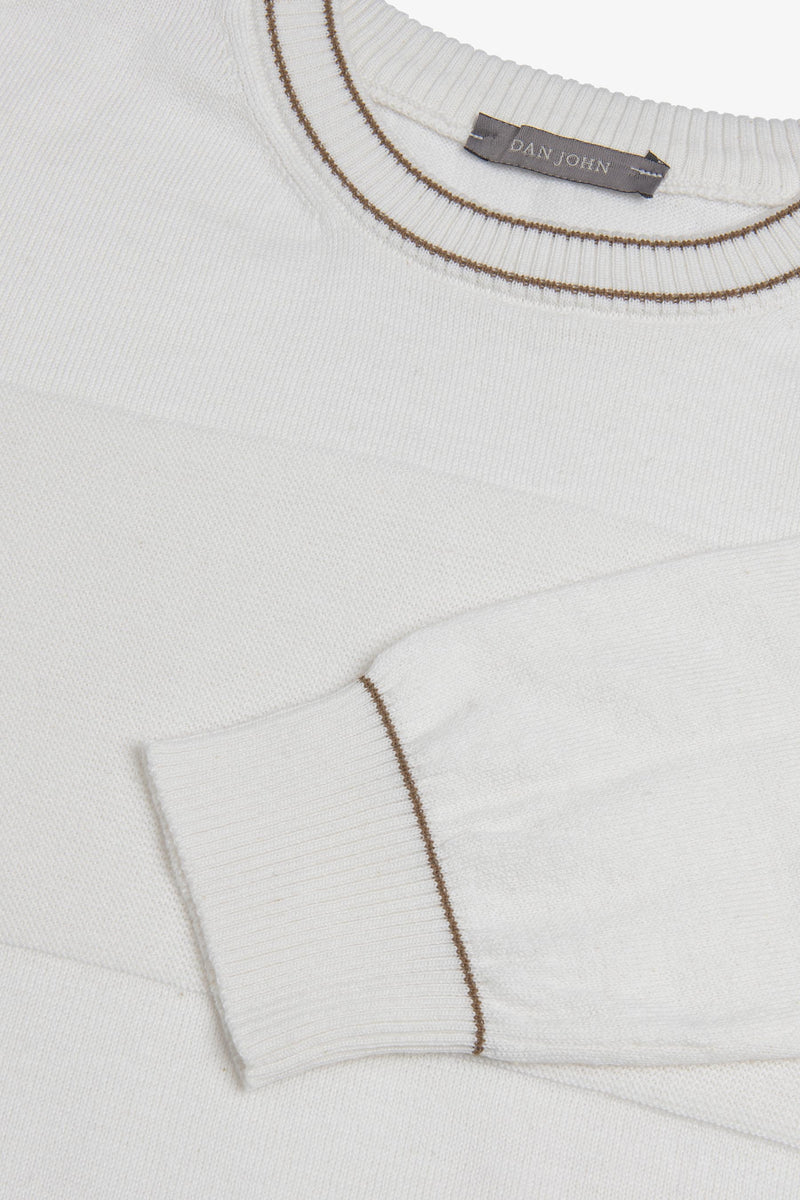 Maglia girocollo color block panna-Dan John