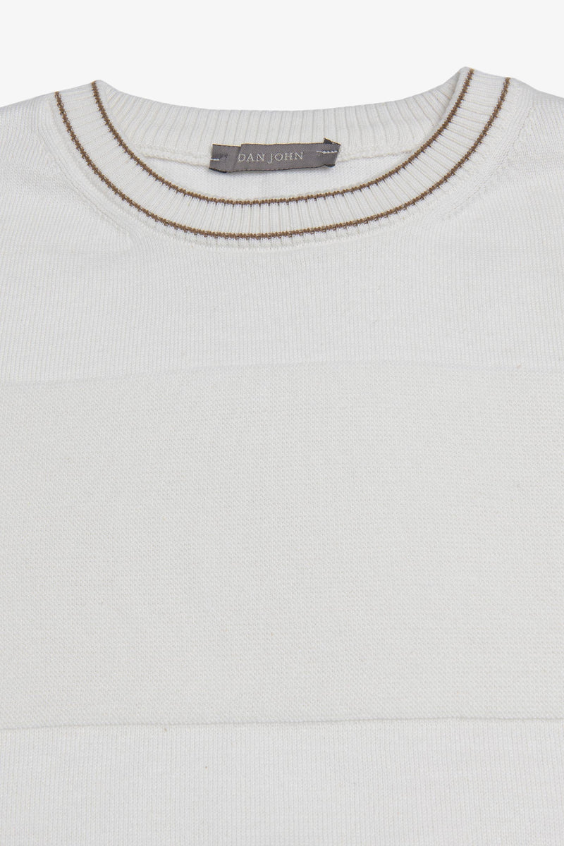 Maglia girocollo color block panna-Dan John