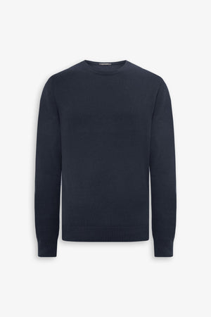 Maglia girocollo cotone blu-Dan John