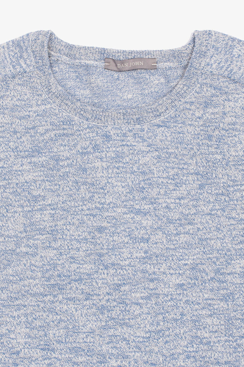 Maglia girocollo inserti a coste inglesi cielo-Dan John