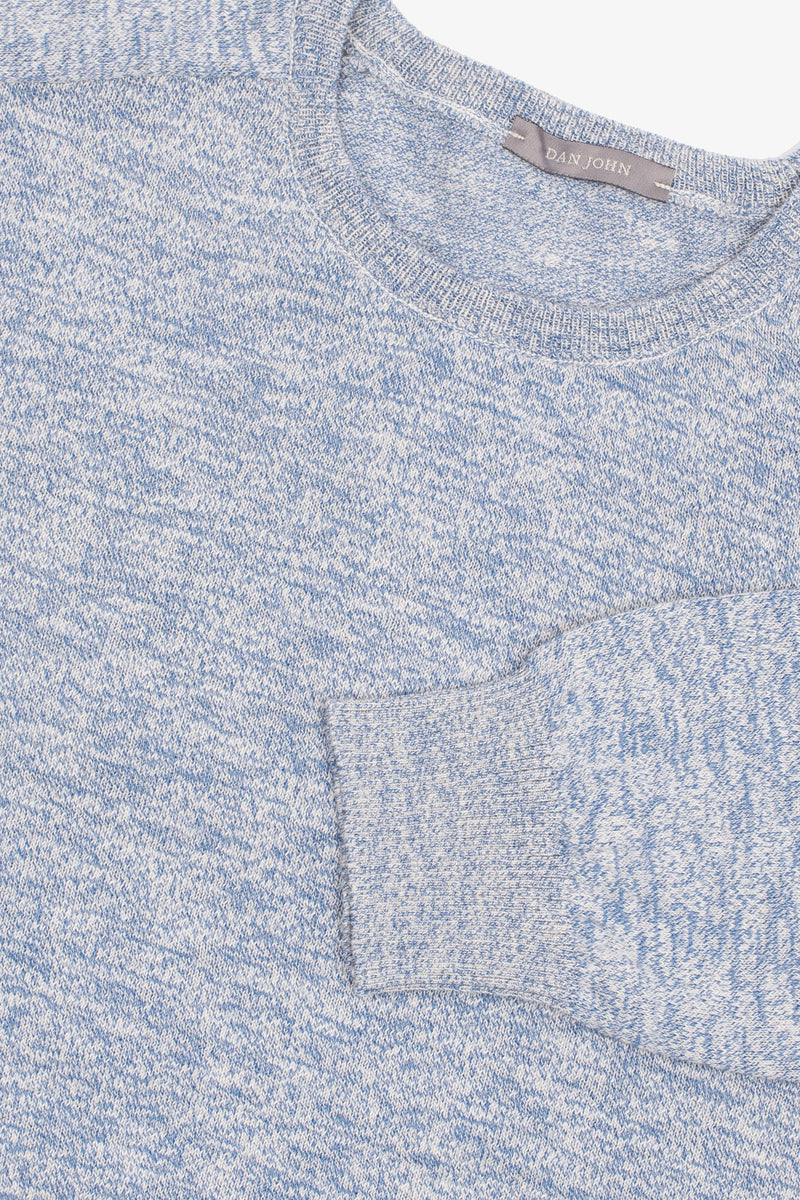 Maglia girocollo inserti a coste inglesi cielo-Dan John