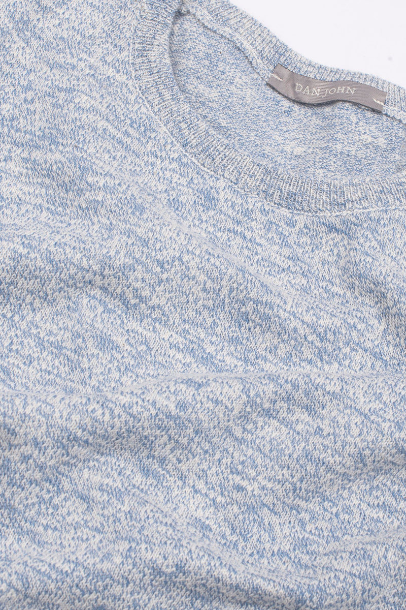 Maglia girocollo inserti a coste inglesi cielo-Dan John