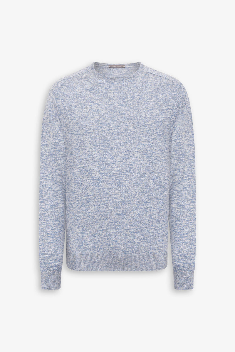 Maglia girocollo inserti a coste inglesi cielo-Dan John