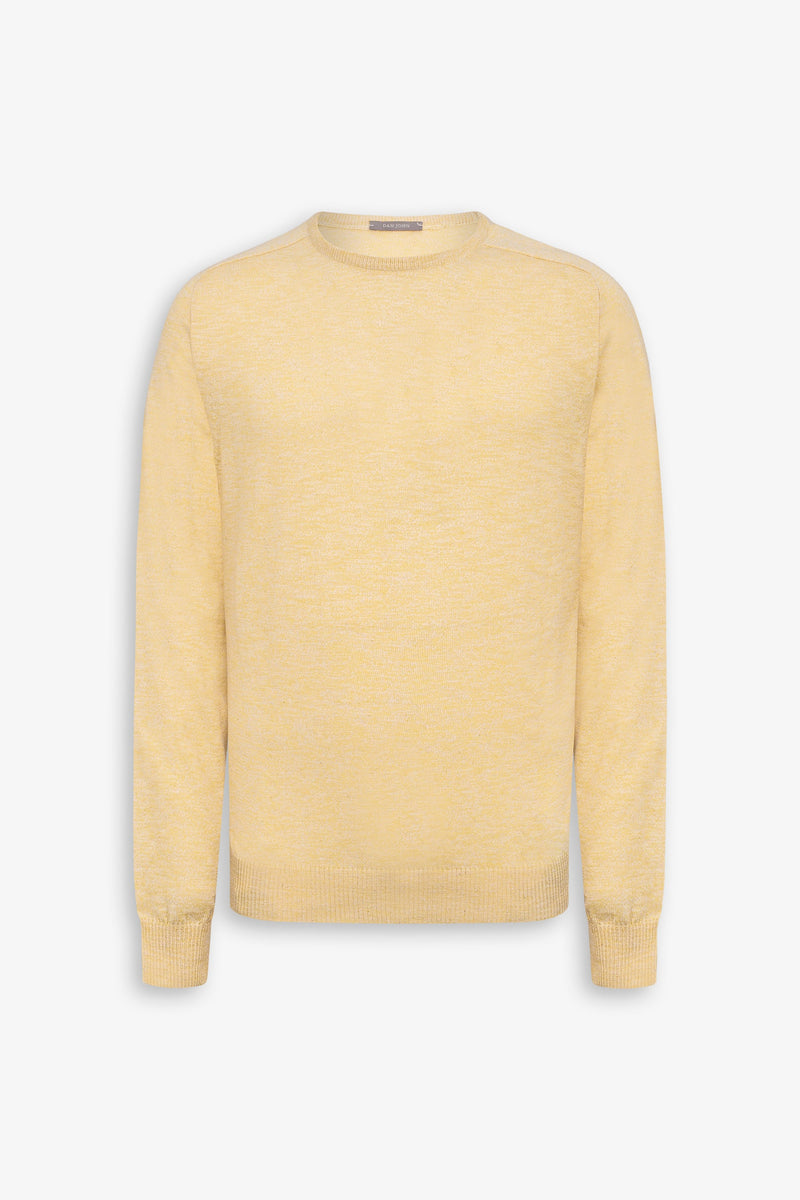 Maglia girocollo inserti a coste inglesi giallo-Dan John