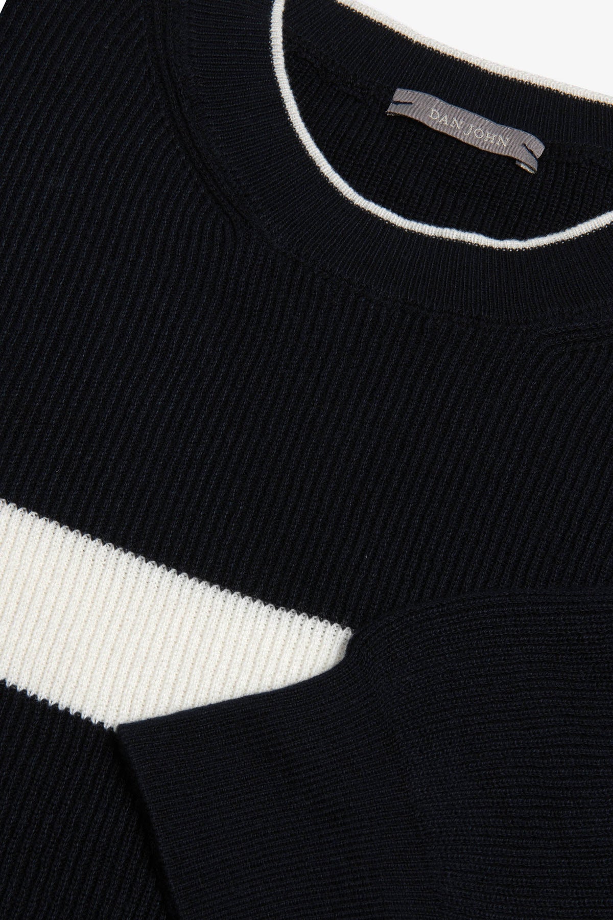 Maglia girocollo riga piazzata blu-Dan John