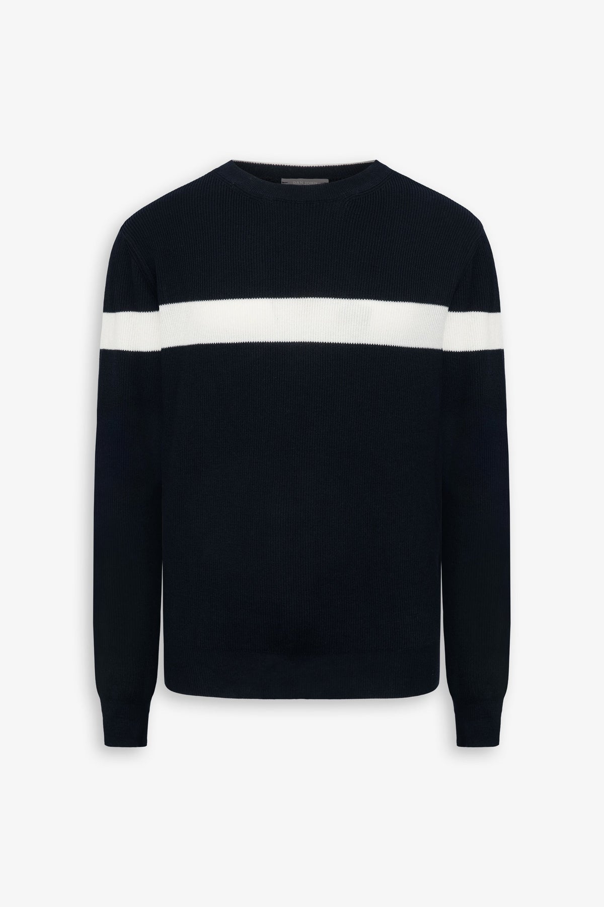 Maglia girocollo riga piazzata blu-Dan John