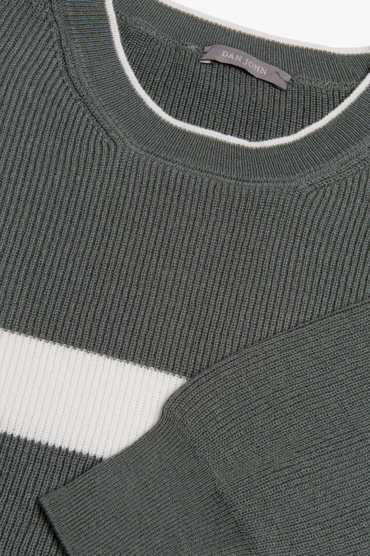 Maglia girocollo riga piazzata verde malva-Dan John