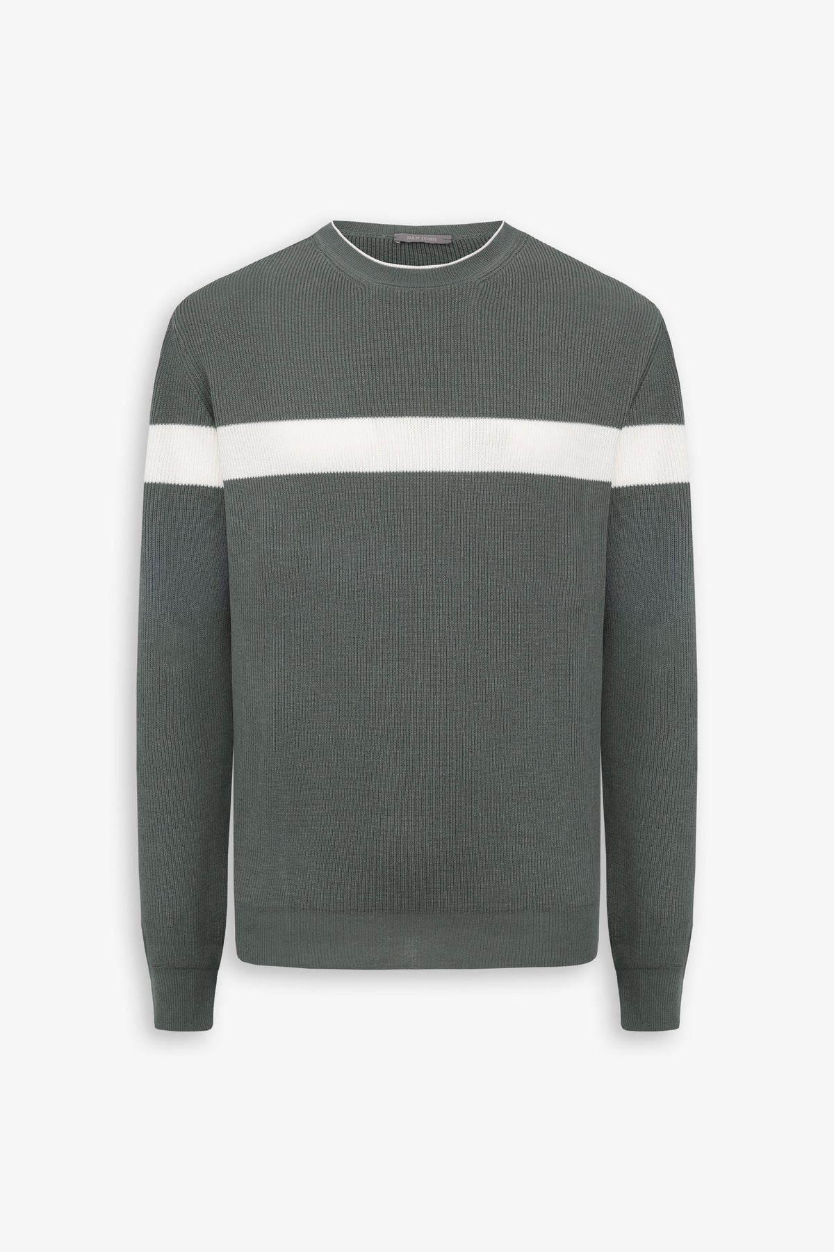 Maglia girocollo riga piazzata verde malva-Dan John